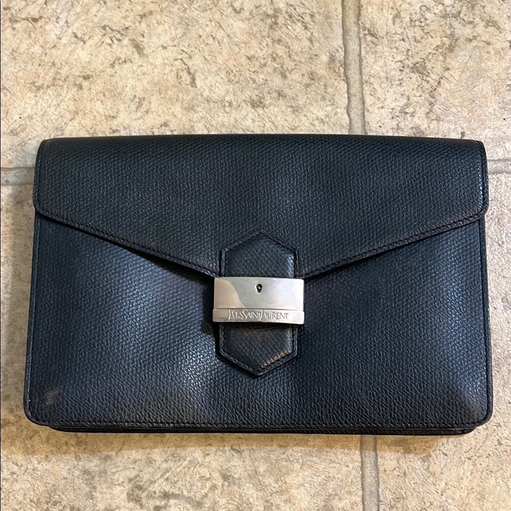 Yves Saint Laurent Black Leather Clutch Handbag